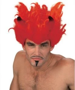 Diablo | Red/Orange Halloween Wig By Wicked Wigs Costume Wigs