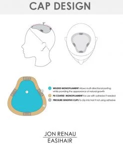 EasiPart XL 8 Inch (Exclusive) | Monofilament Remy Human Hair Toppers By Jon Renau 8~12 Inch