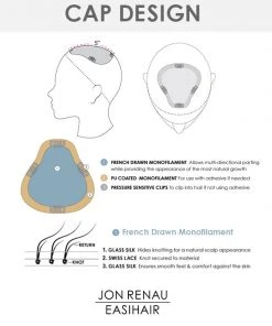 EasiPart French XL 8 Inch (Exclusive) | Monofilament Remy Human Hair Toppers By Jon Renau 8~12 Inch